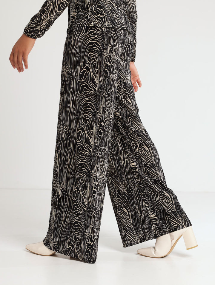 Ladies Bodre Swirl Print Pants - Black/White
