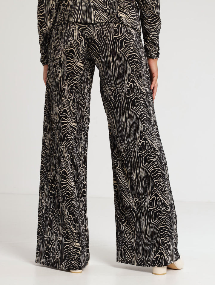 Ladies Bodre Swirl Print Pants - Black/White