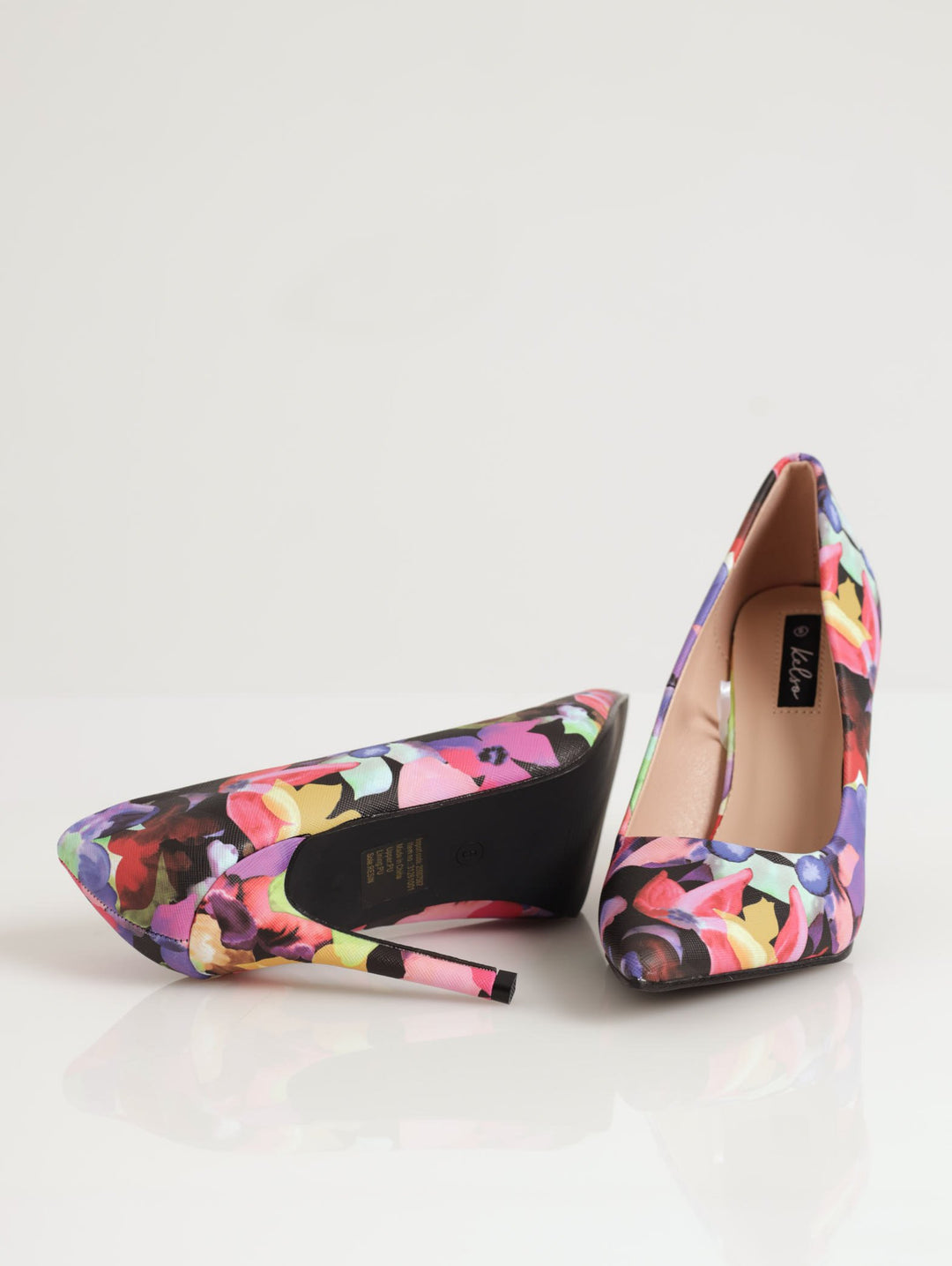 Ladies Psychedelic Watercolour Flower Print Pointed Heel