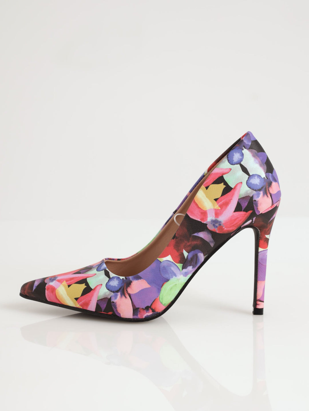 Ladies Psychedelic Watercolour Flower Print Pointed Heel