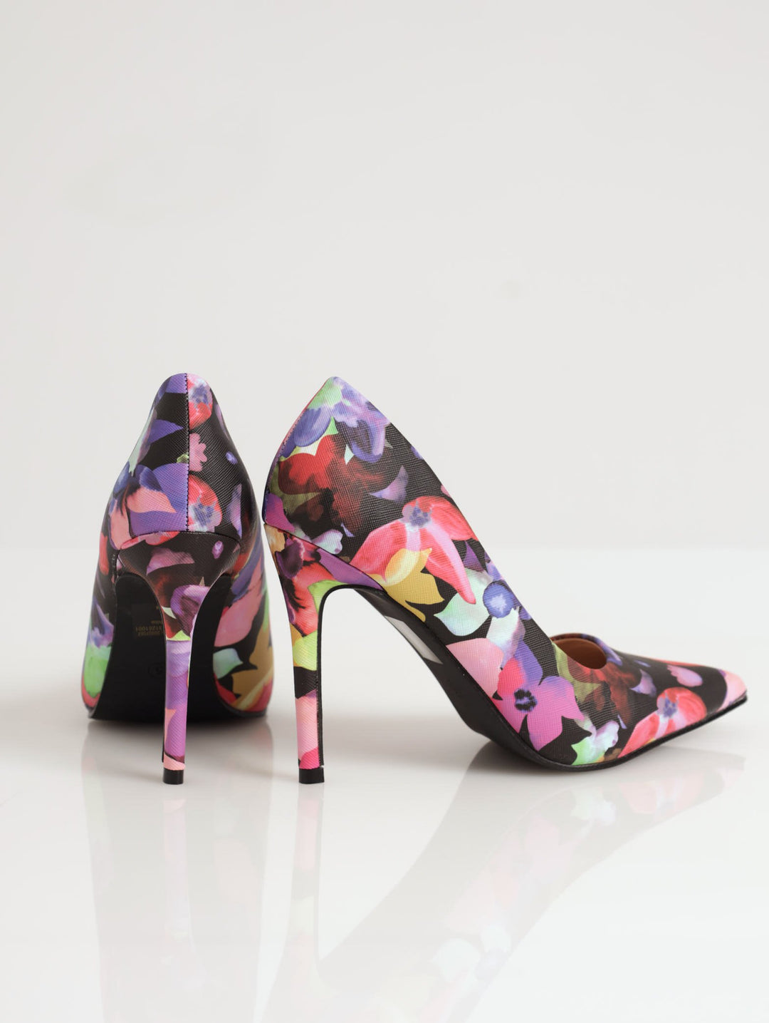 Ladies Psychedelic Watercolour Flower Print Pointed Heel