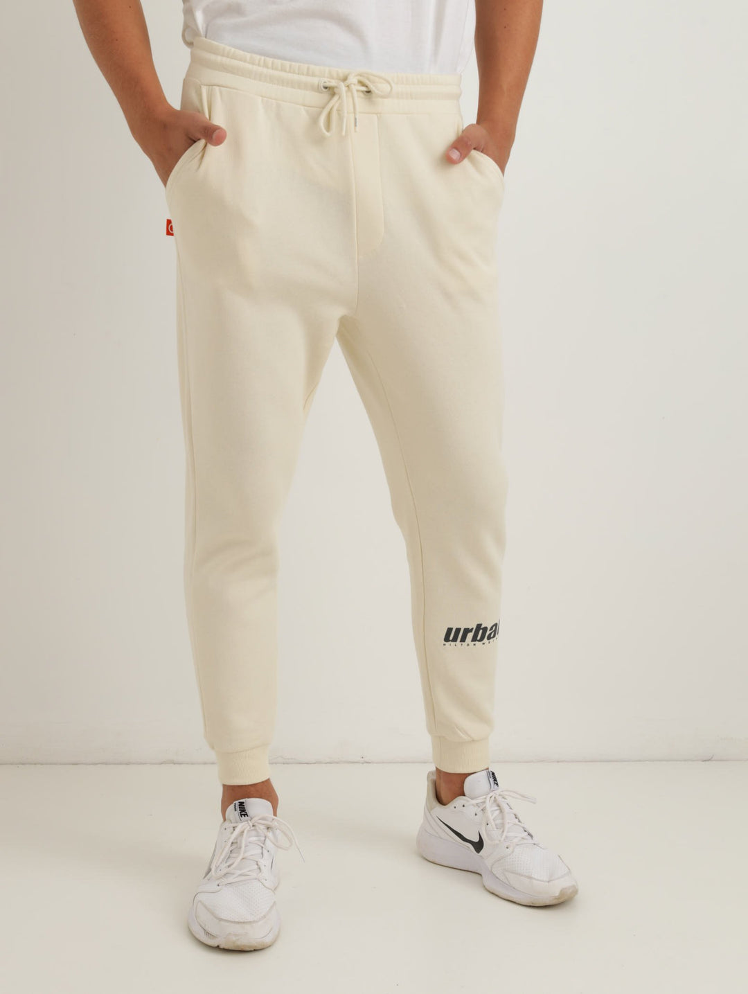 Men's Leg Logo Track Pant - Cream