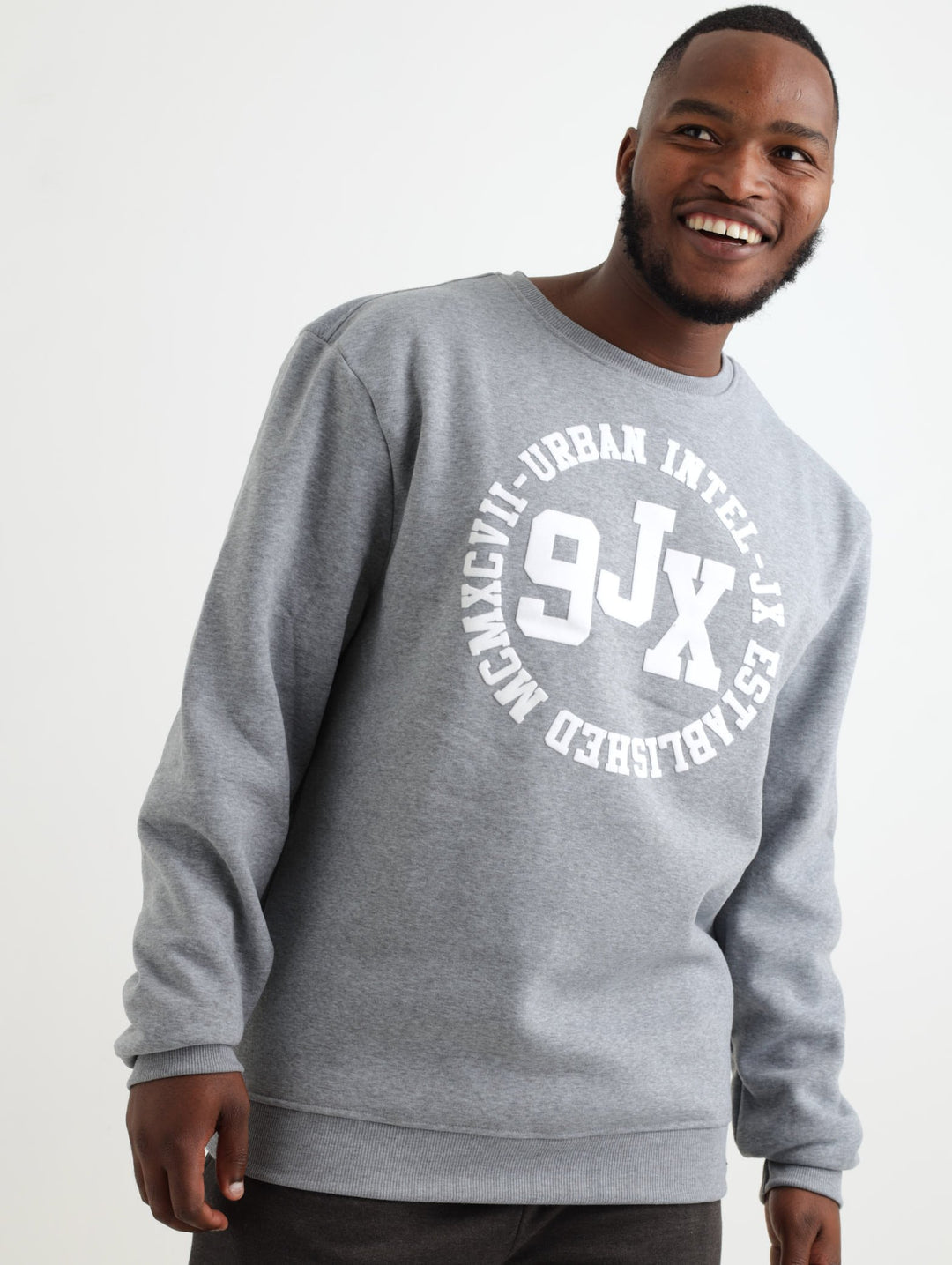 Men's Circle Script Crew Sweater - Grey Melange