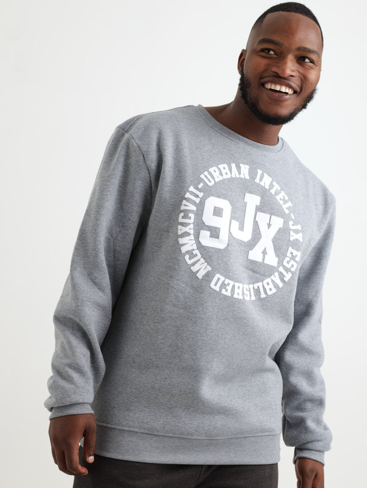 Men's Circle Script Crew Sweater - Grey Melange