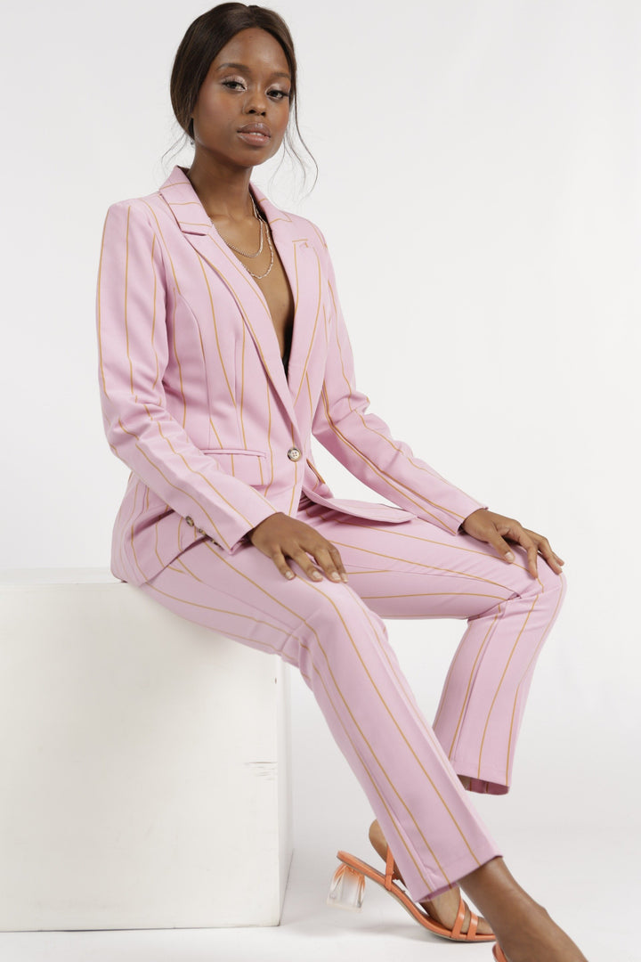 Ladies Pinstripe Jacket - Pink
