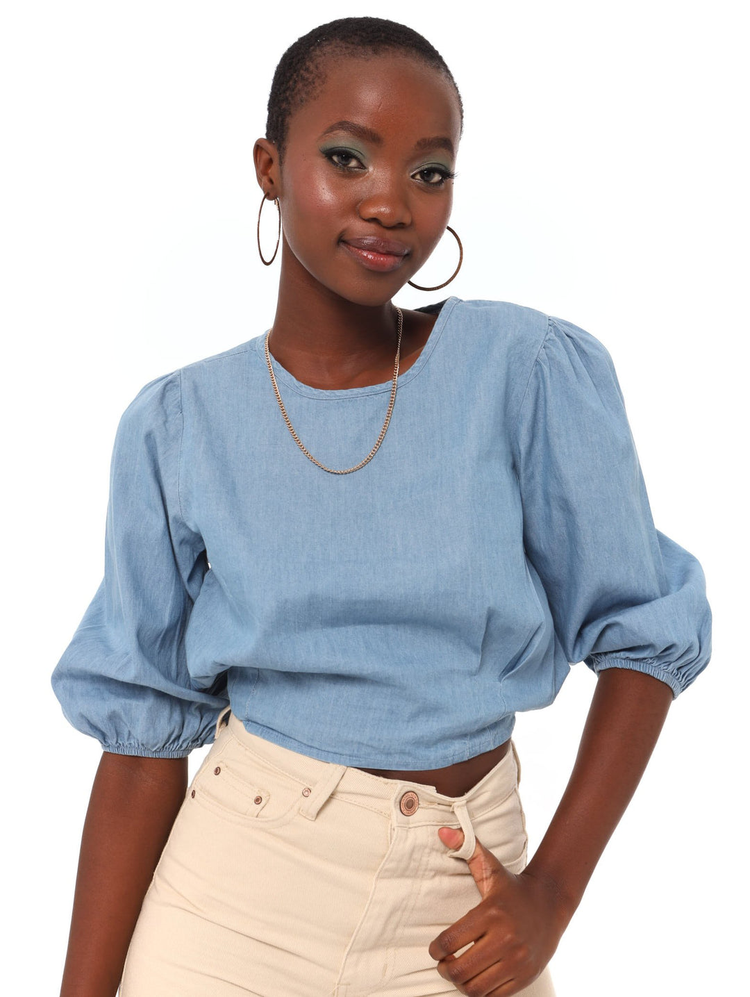 Ladies Ladies Chambre Puff Sleeve Top Blue – Edgars