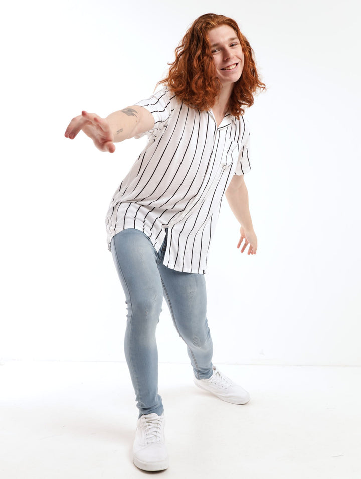 Men's Striped Shirt - White/Black