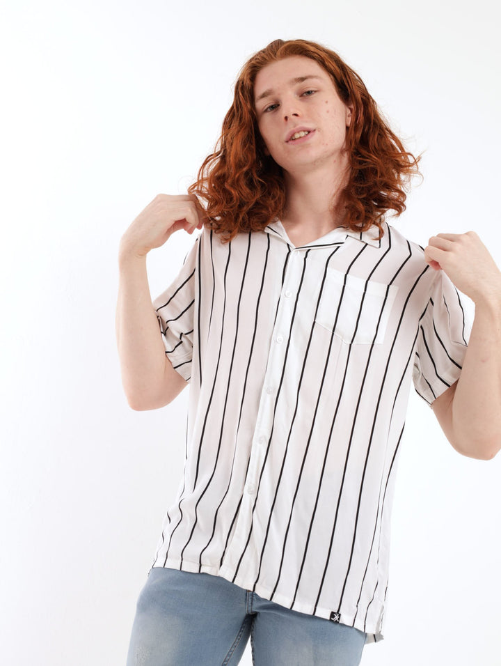 Men's Striped Shirt - White/Black