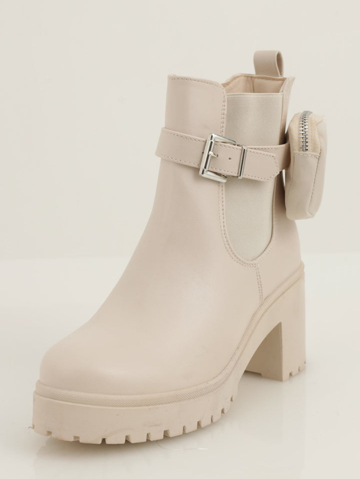 Ladies Pocket Ankle Boot - Stone