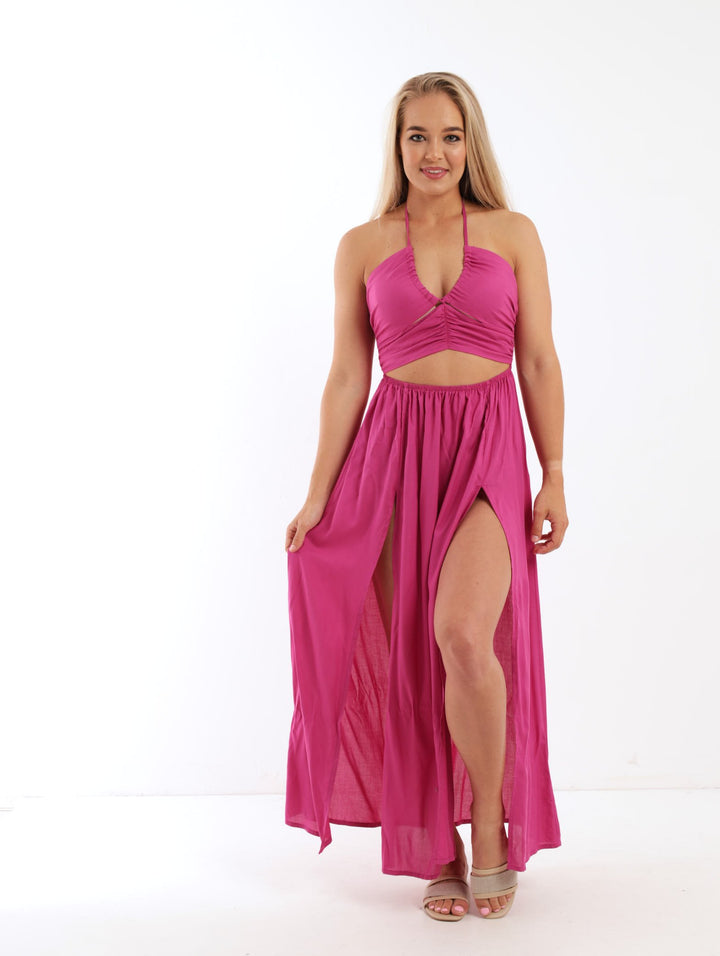 Ladies Plain Diamond Maxi Cover Up - Pink