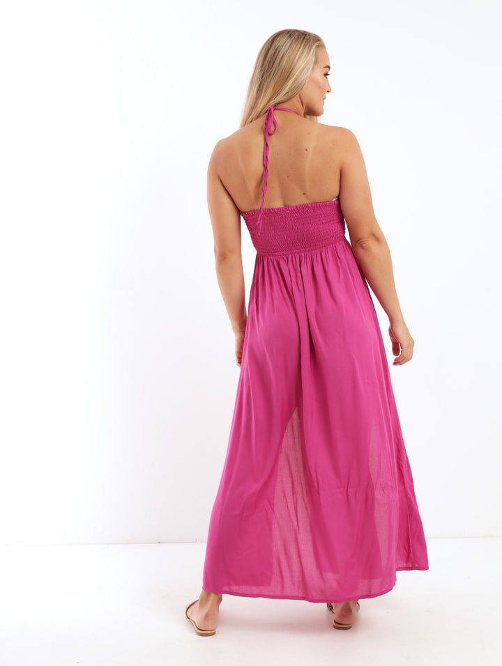 Ladies Plain Diamond Maxi Cover Up - Pink