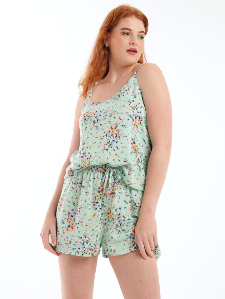 Ladies Belle Floral Sleepwear Set - Sage