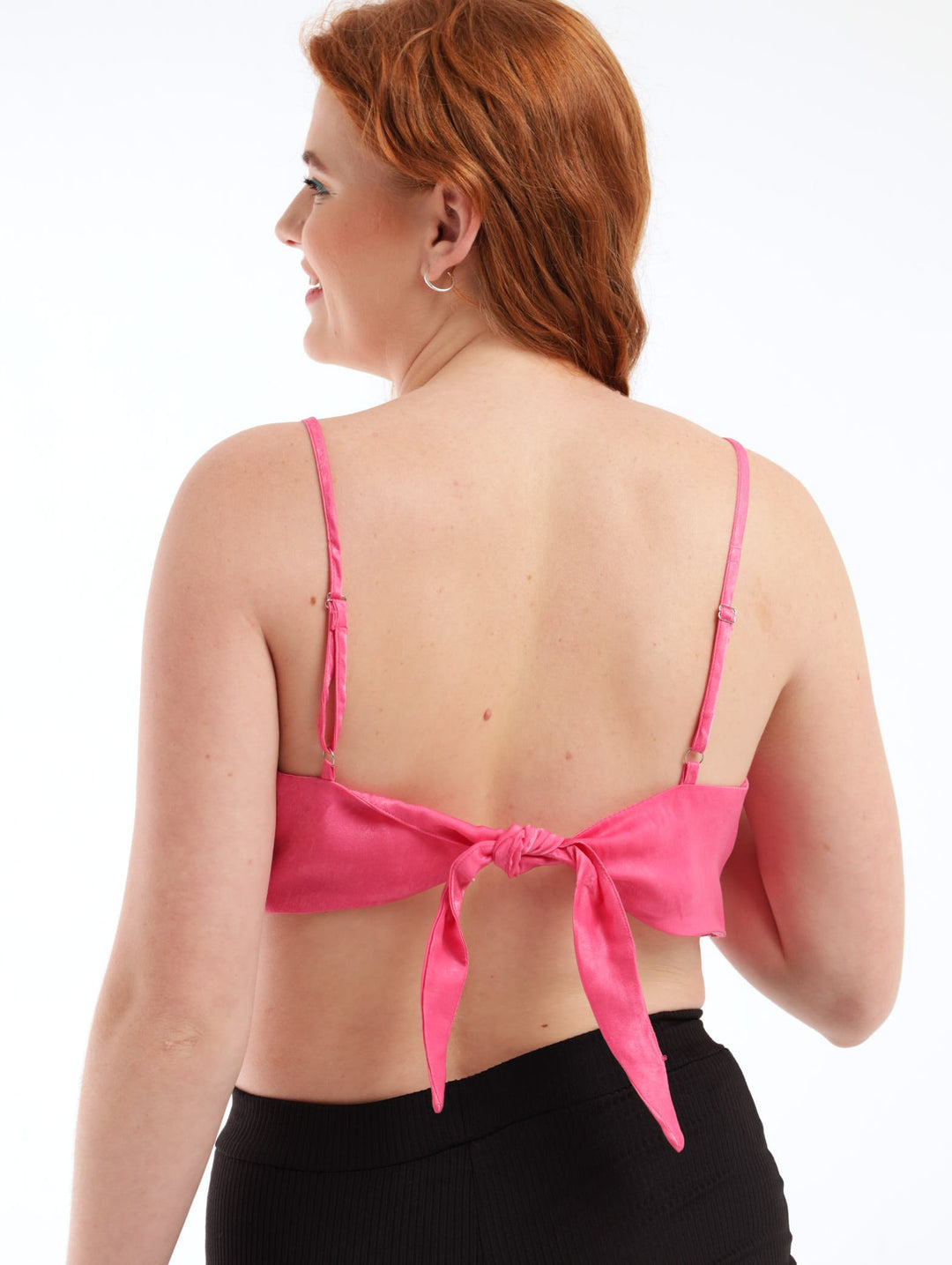 Ladies Satin Hanky Top - Pink