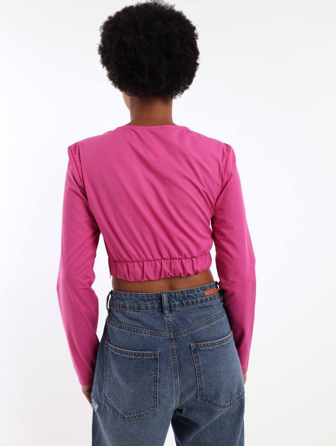 Ladies Long Sleeve Corset Poplin Top - Violet