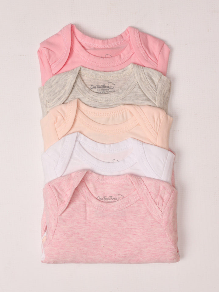 Baby Girls 5 Pack Long Sleeve Vest - Pink