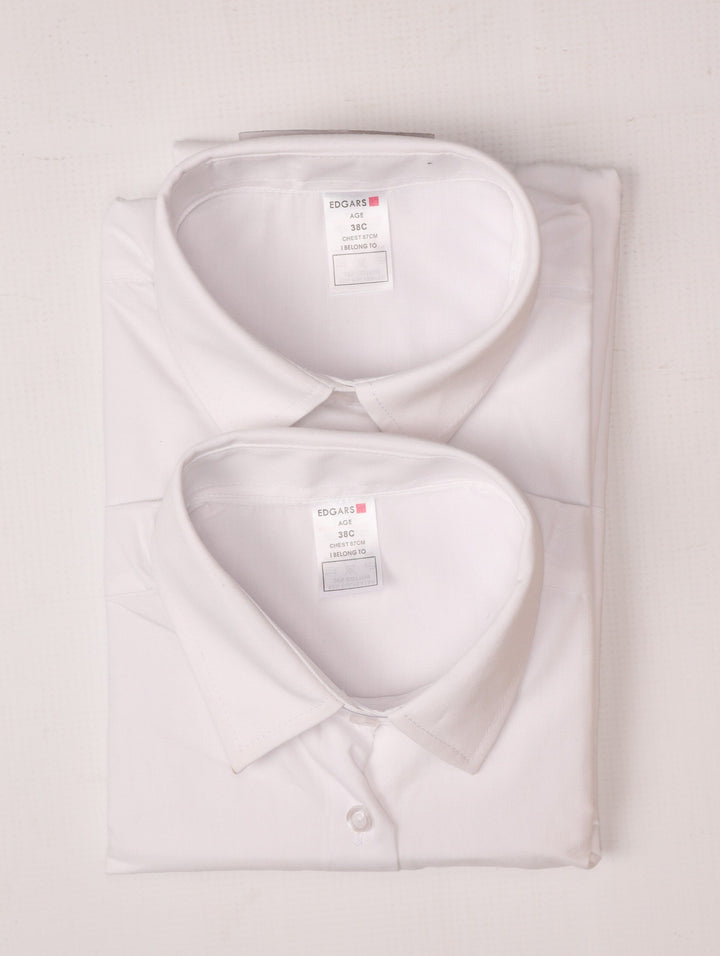 Girls 2 Pack Short Sleeve Regular Neck School Blouse - White