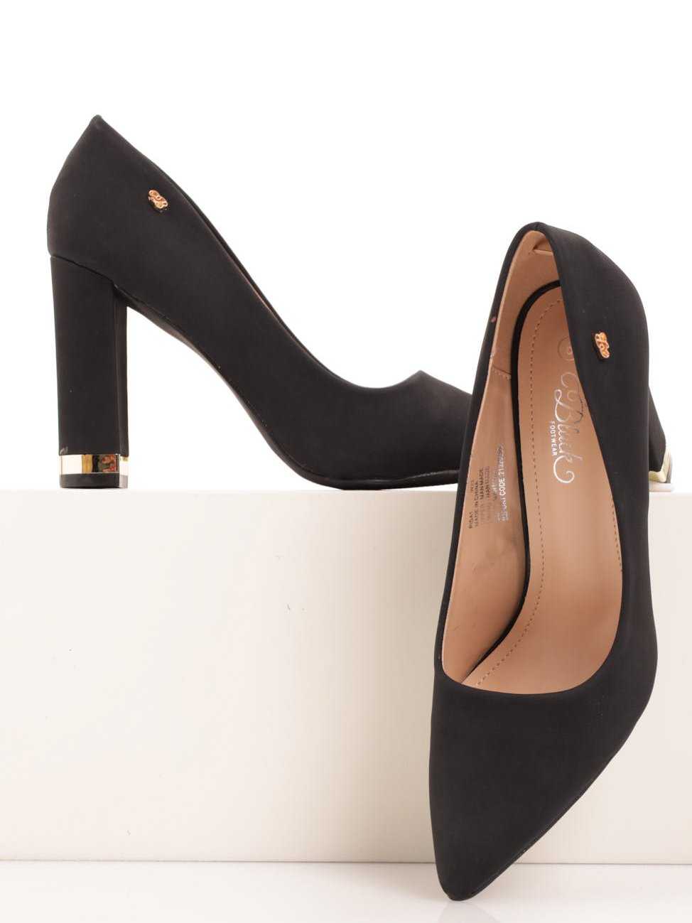 Ladies Block Heel Court Shoe - Black