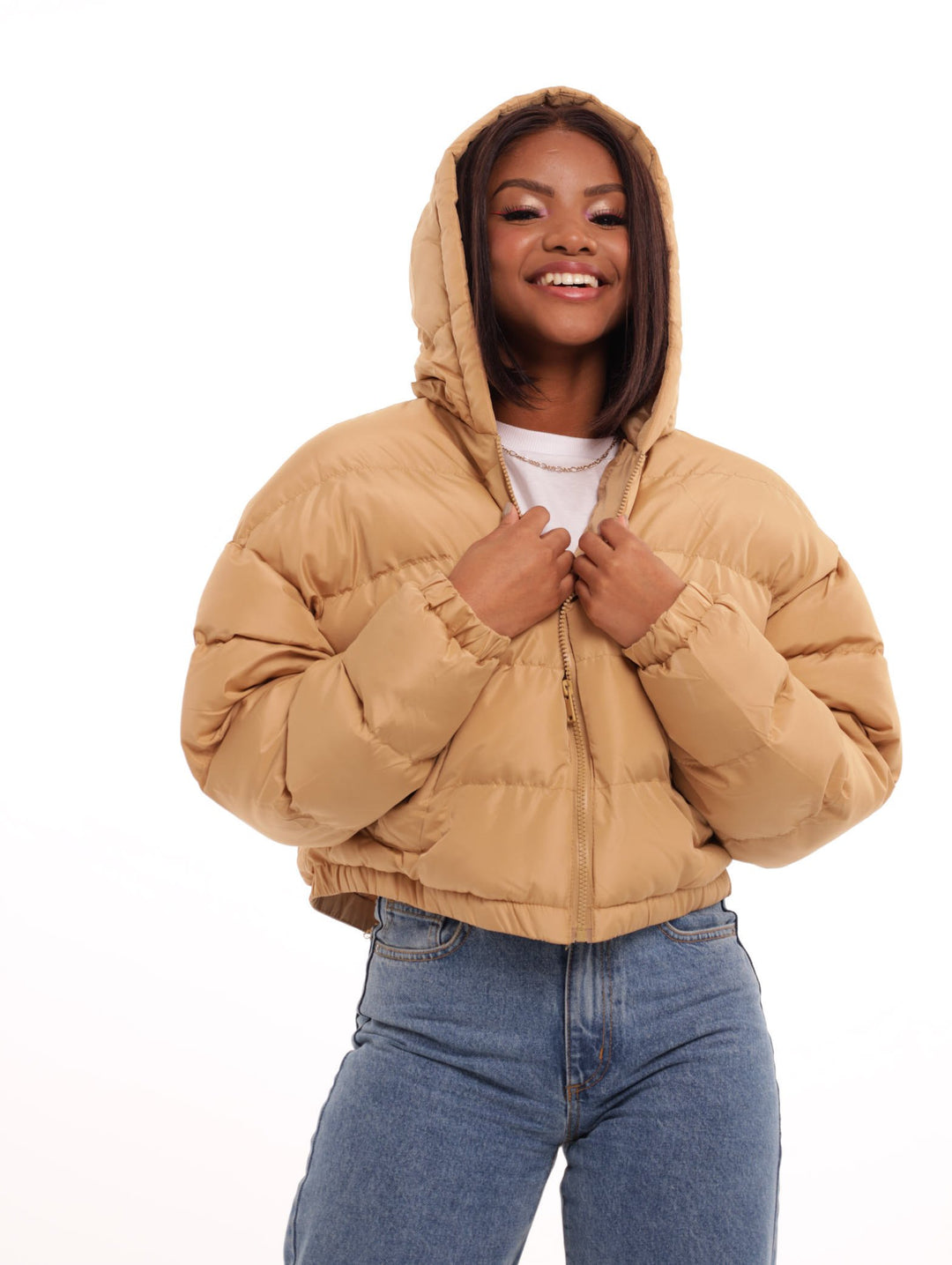 Ladies Puffer Jacket - Tan