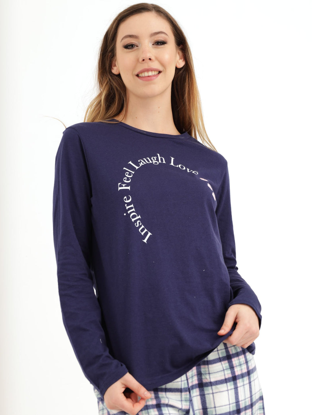 Ladies Inspire Feel PJ Top - Navy