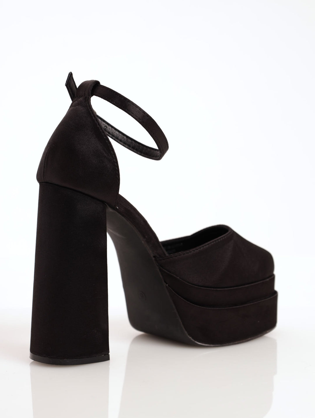 Ladies Mary Jane Double Platform Hi-Block Heel - Black