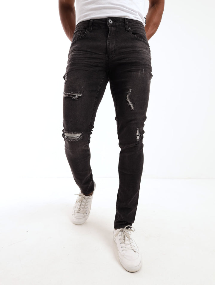Men's Black Rip n Repair Skinny Denim Jean