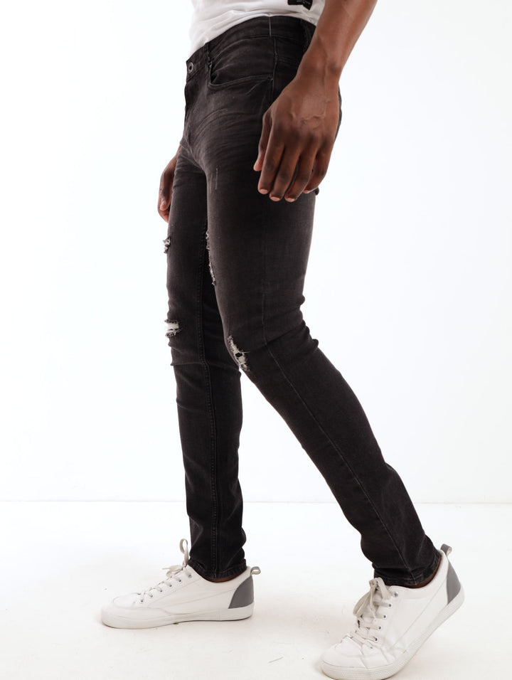 Men's Black Rip n Repair Skinny Denim Jean