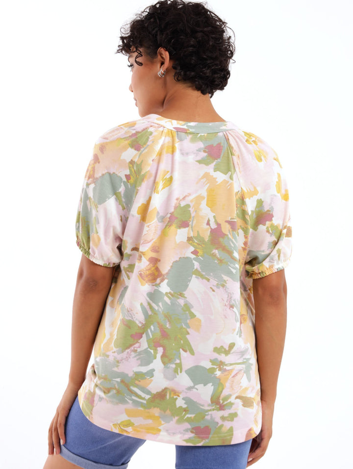 Ladies Short Sleeve Raglan Popover Top