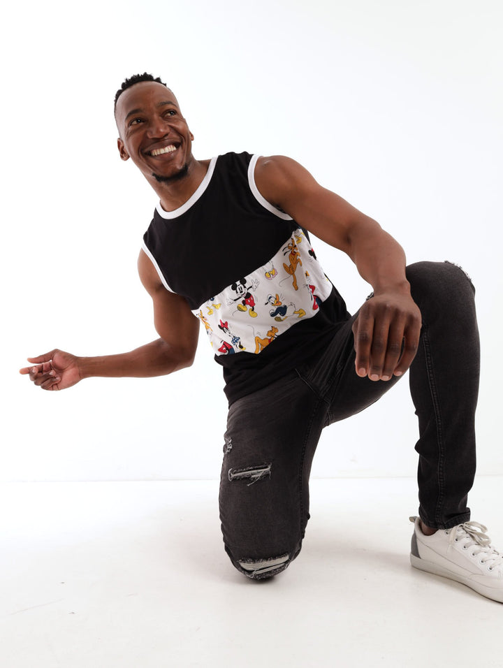 Men's Vest With Inset Panel - Black