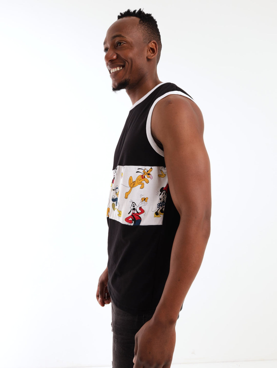 Men's Vest With Inset Panel - Black