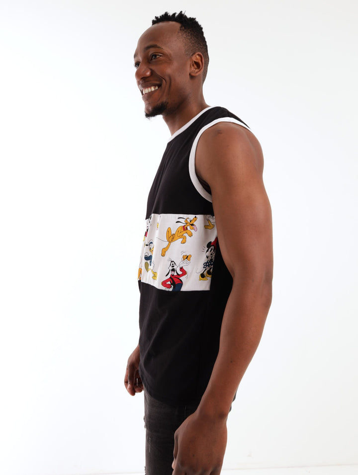 Men's Vest With Inset Panel - Black