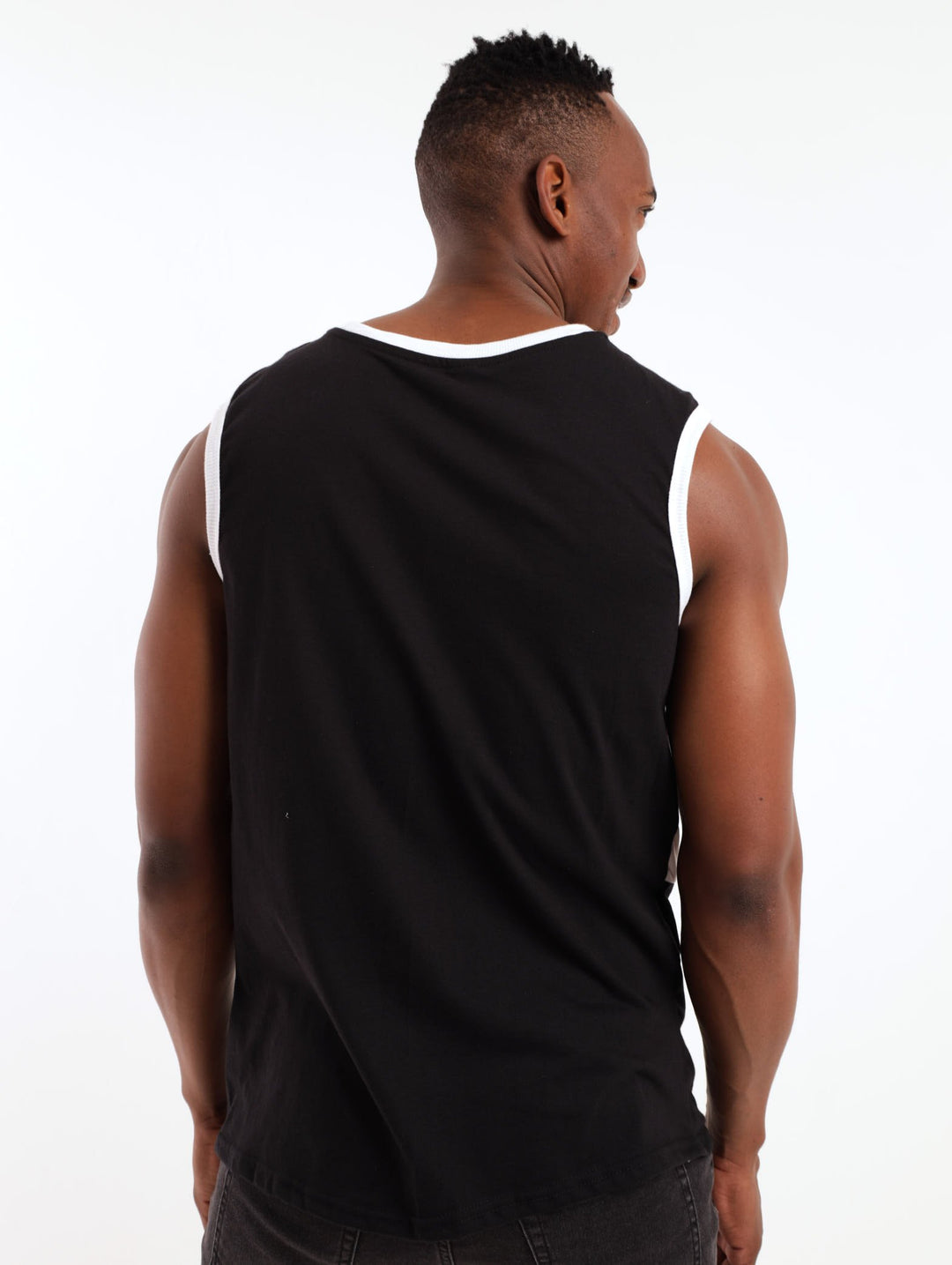Men's Vest With Inset Panel - Black
