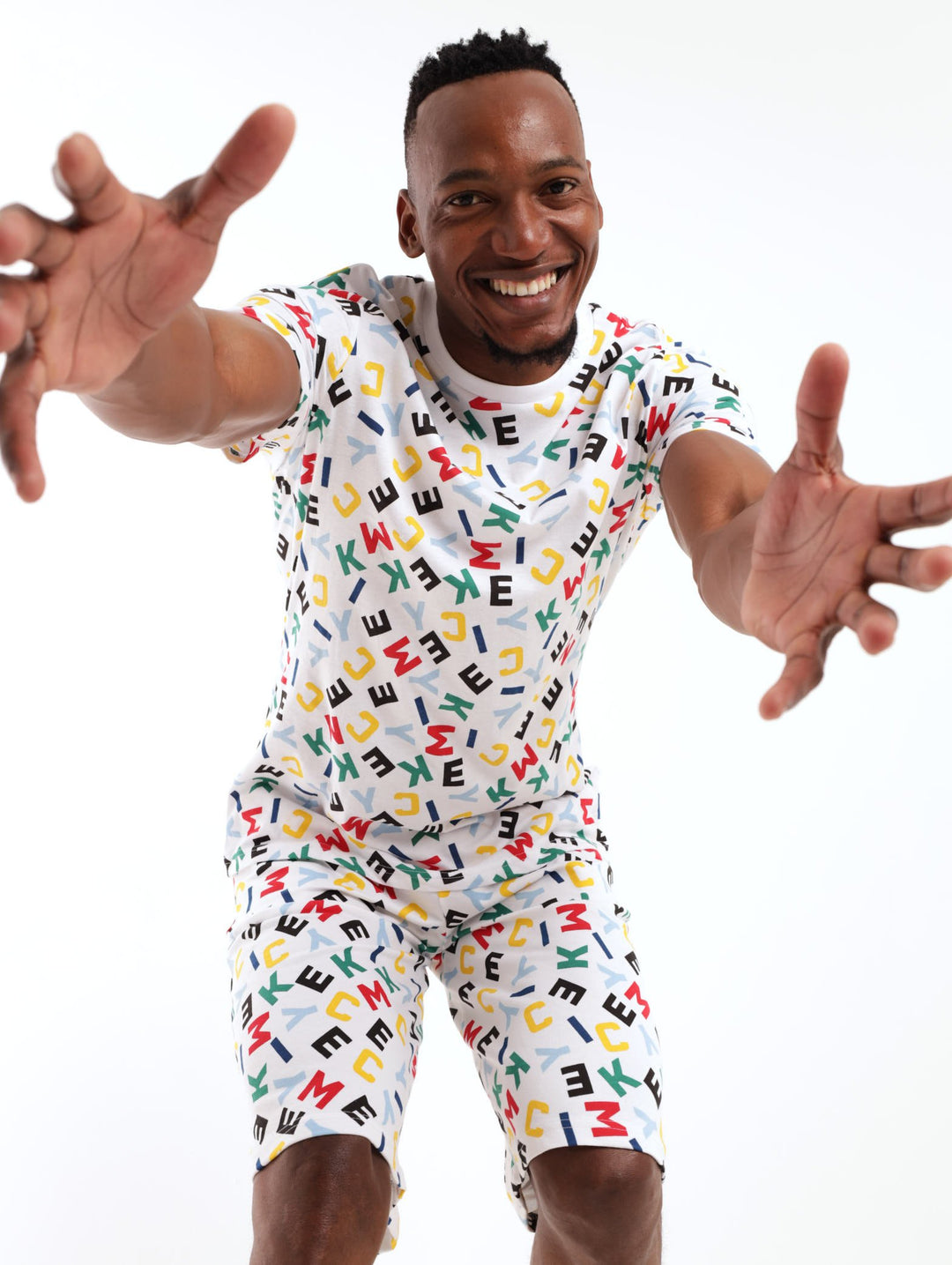 Men's Mickey Alphabet Printed Short - White