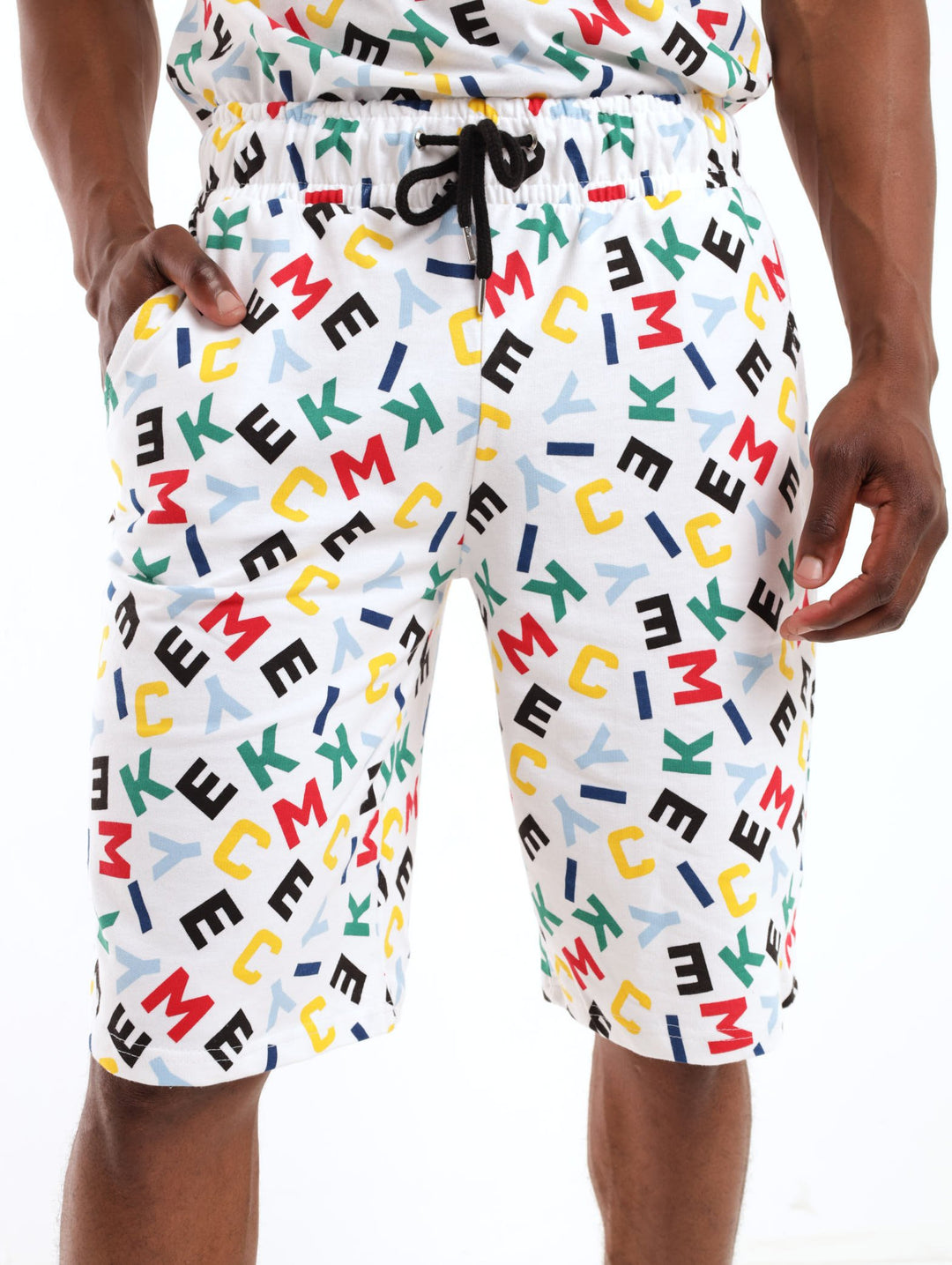 Men's Mickey Alphabet Printed Short - White