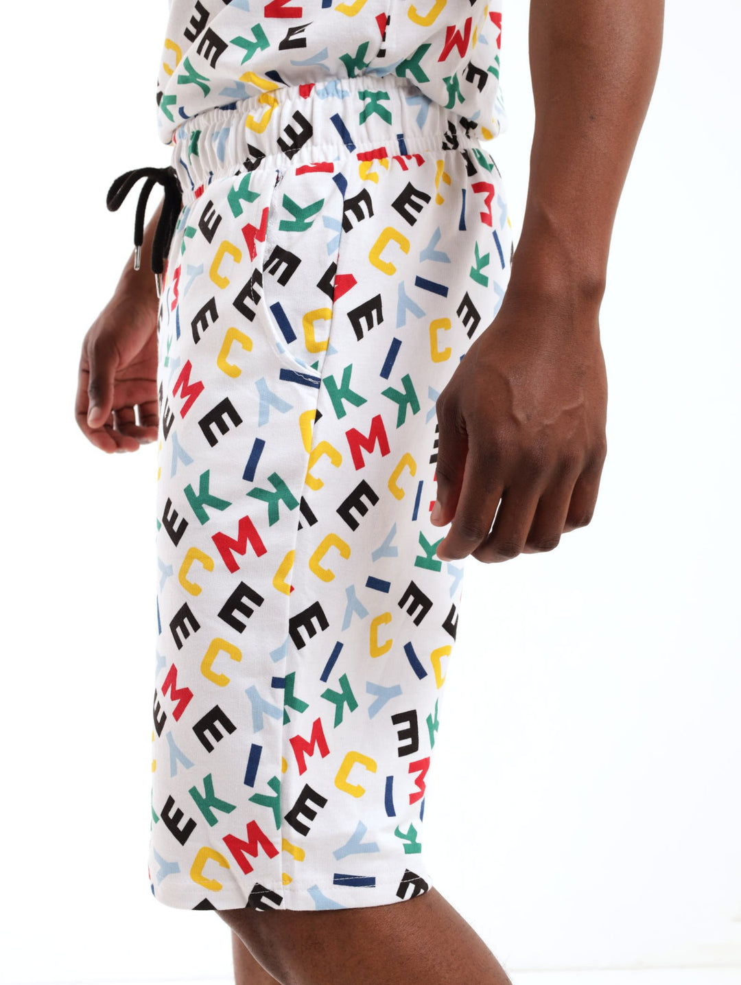 Men's Mickey Alphabet Printed Short - White