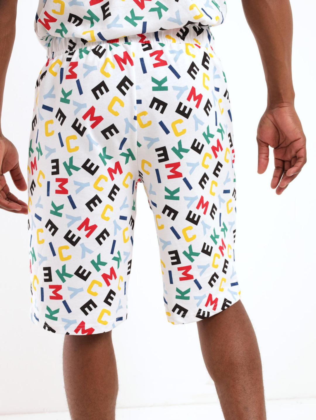 Men's Mickey Alphabet Printed Short - White