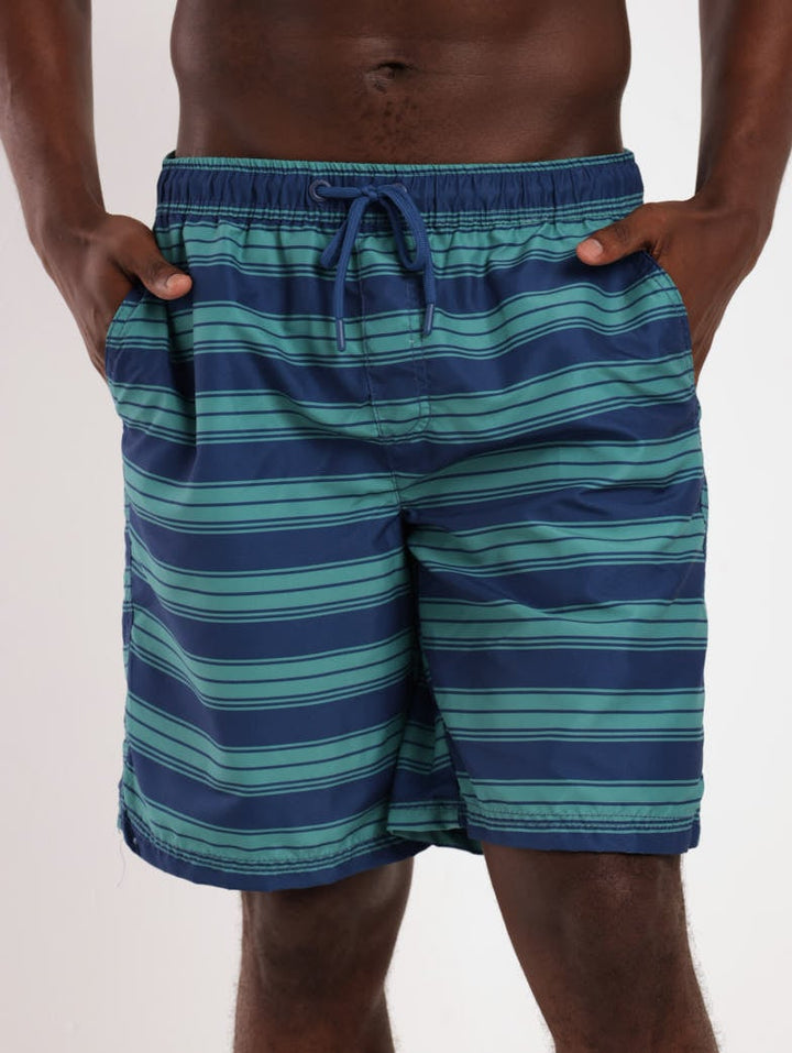 Men's Printed Horizontal Striped Short - Teal
