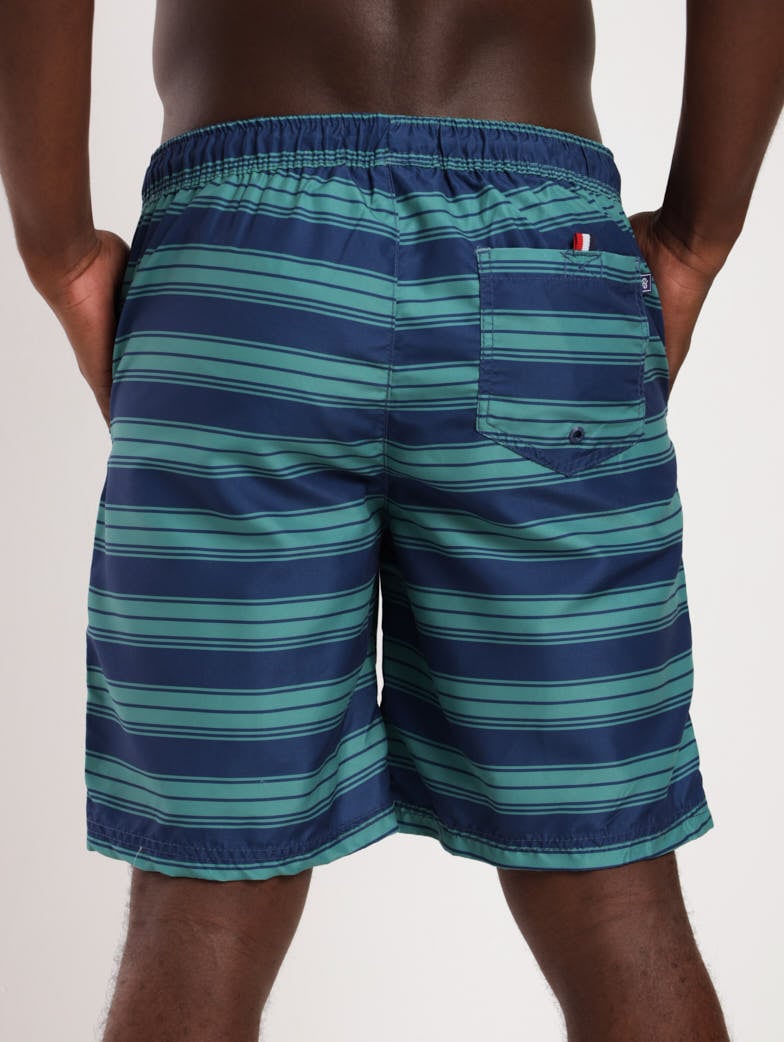 Men's Printed Horizontal Striped Short - Teal