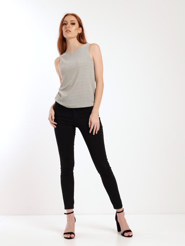 Ladies Shimmer Tank Top - Silver