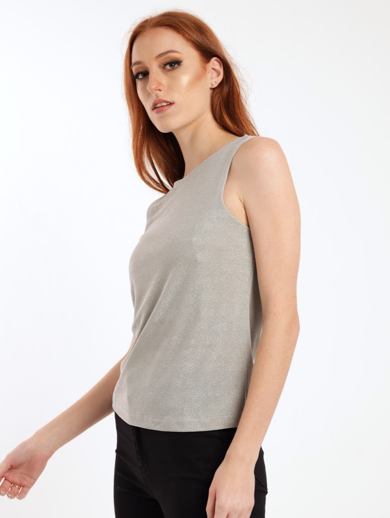 Ladies Shimmer Tank Top - Silver