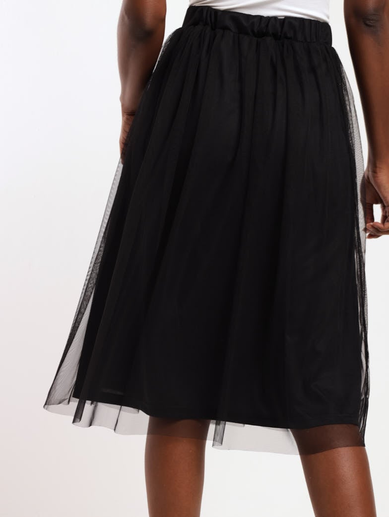 Ladies Black Mesh Full Skirt - Black