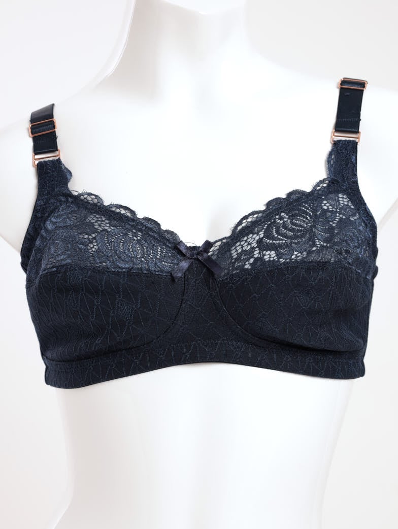 Ladies 2 Pack Texture T-Shirt Bra - Navy/Mink