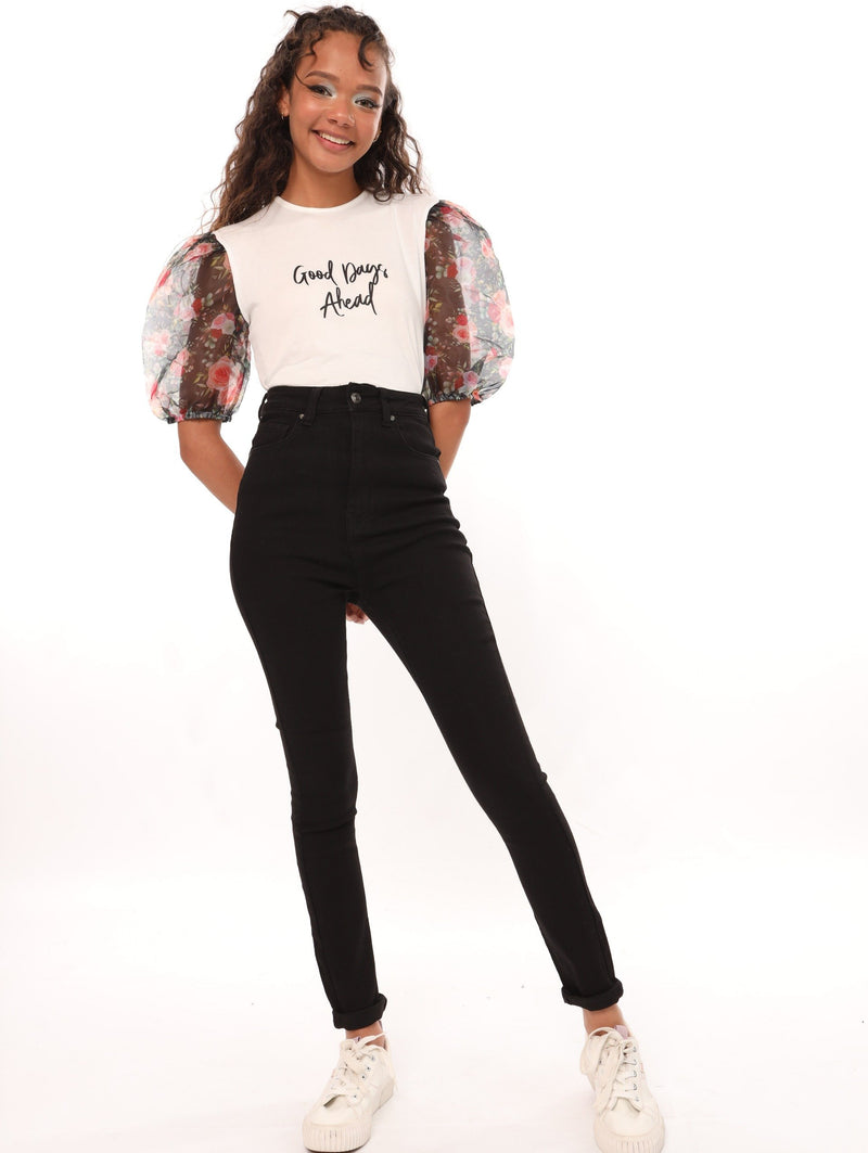 Ladies Black High Waist Skinny Denim Jean