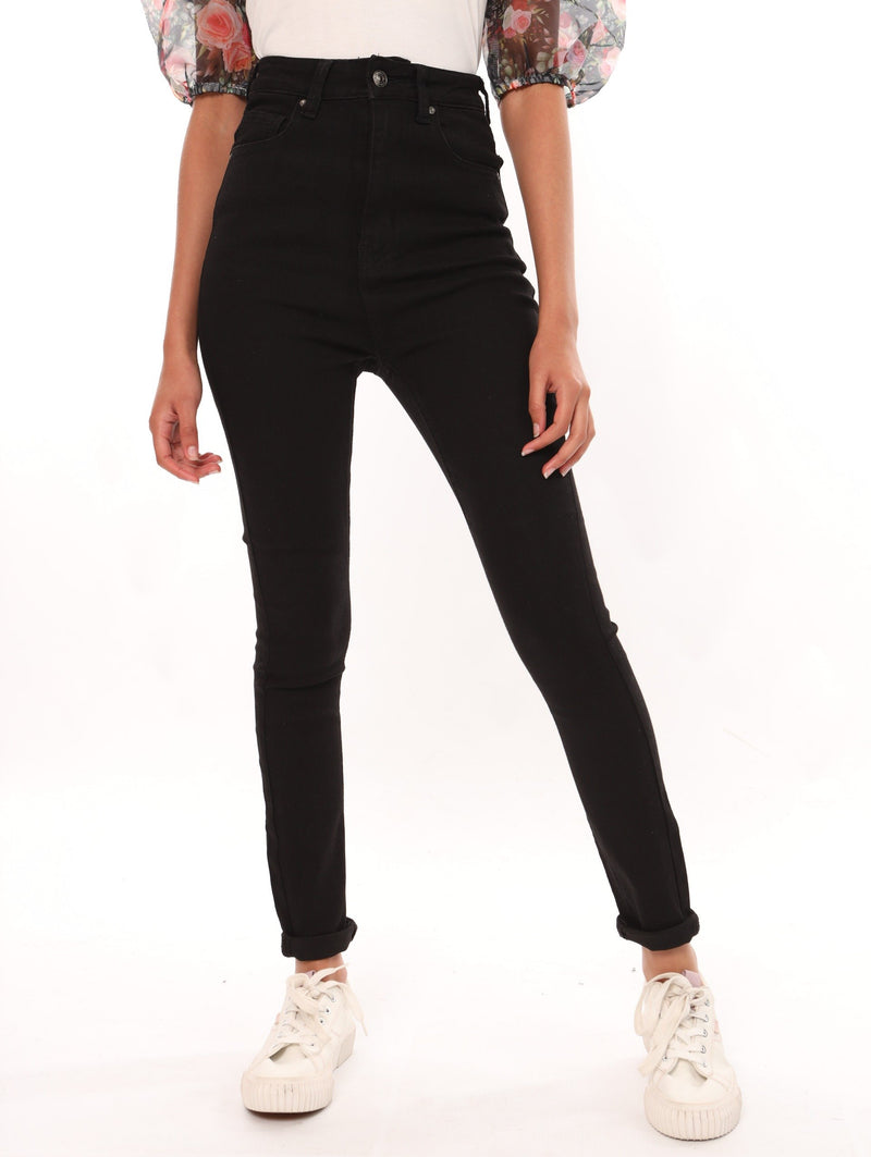 Ladies Black High Waist Skinny Denim Jean