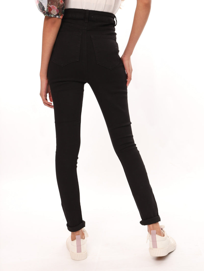 Ladies Black High Waist Skinny Denim Jean