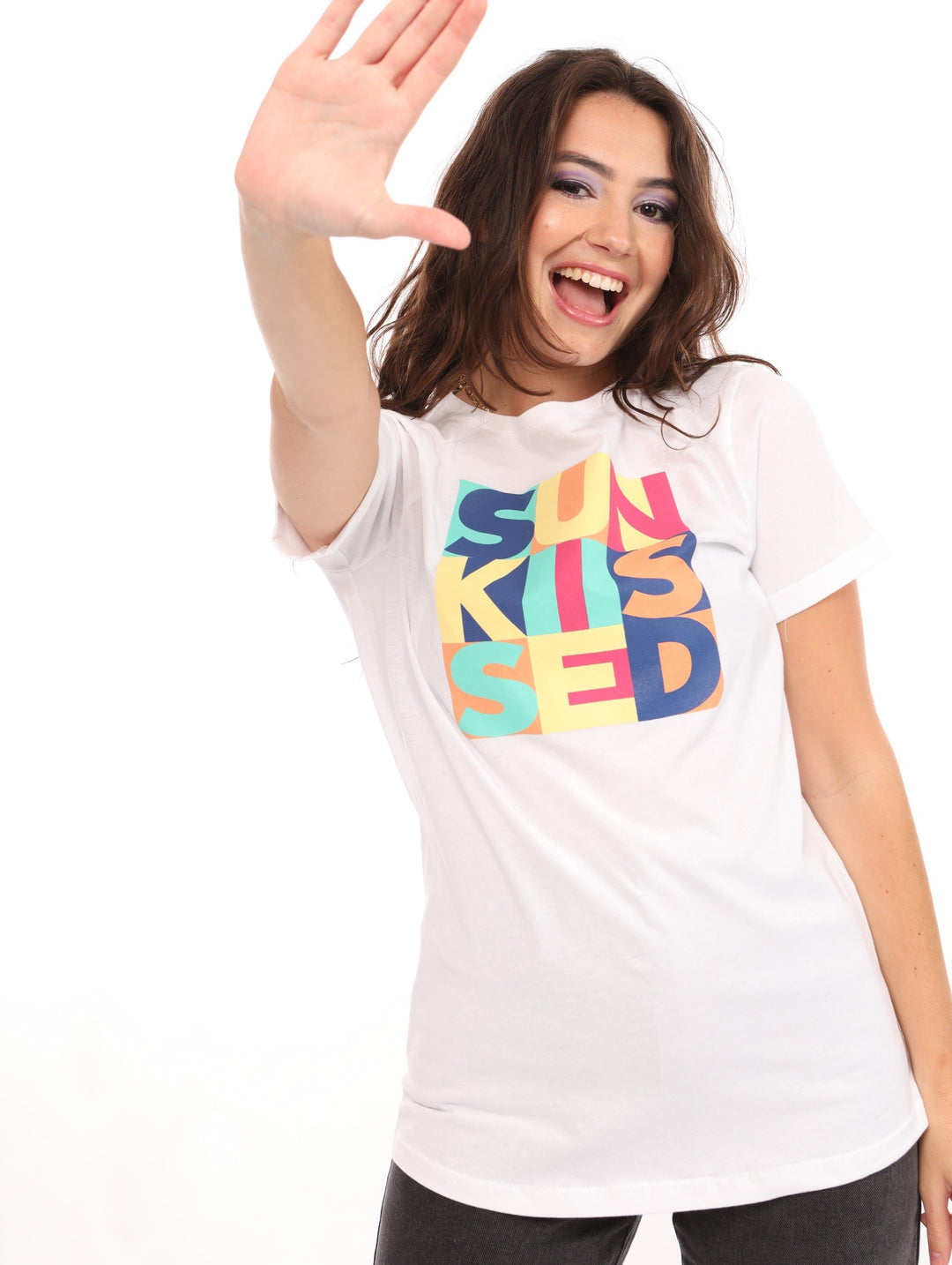 Ladies Regular Sunkissed Blocked Tee - White