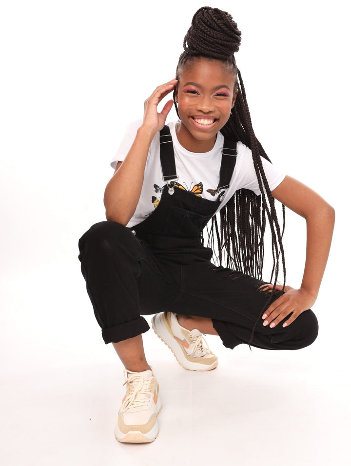 Ladies Black Denim Dungaree Denim Jean