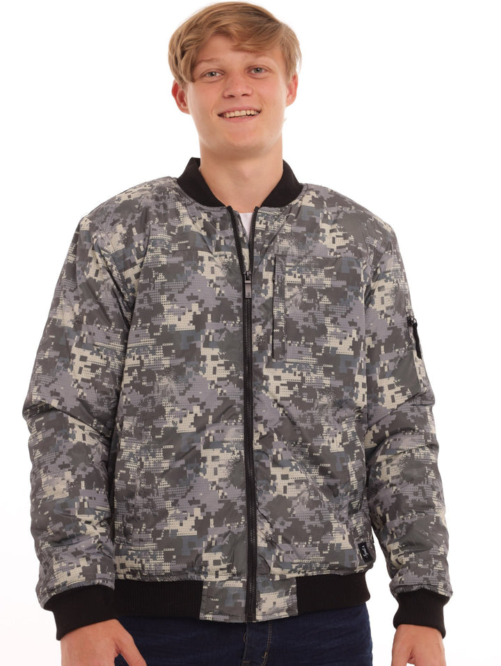 Men's Camo Bomber Jacket - Grey