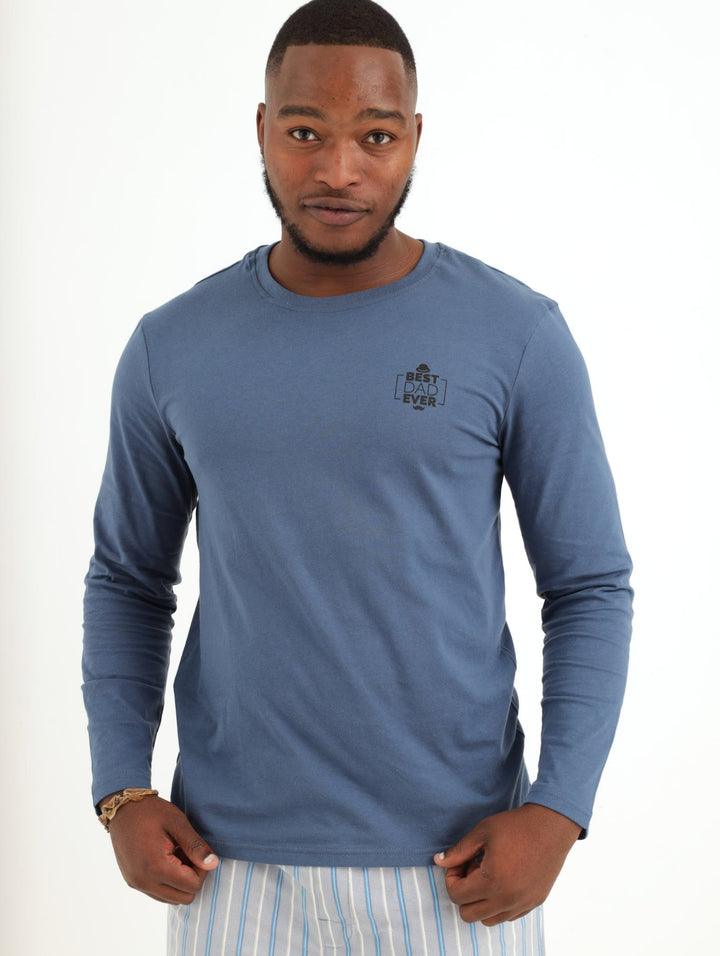 Men's Long Sleeve Best Dad Ever Sleepwear - Indigo