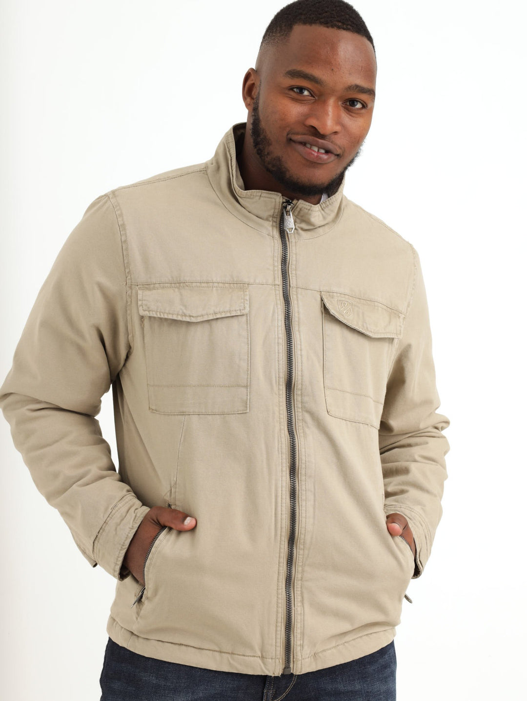 Men's Utility Cotton Jacket - Stone
