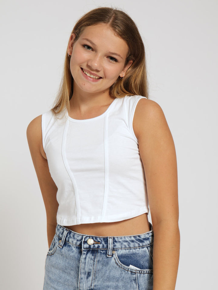 Girls Corset Vest - White